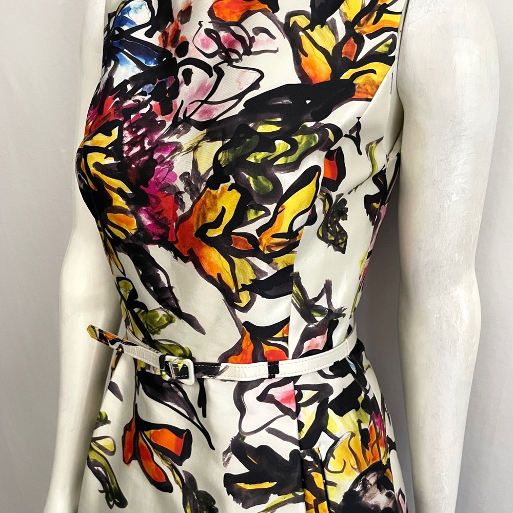 Oscar de la Renta White Midi Dress with Multicolor Floral Print - Picture 9 of 12